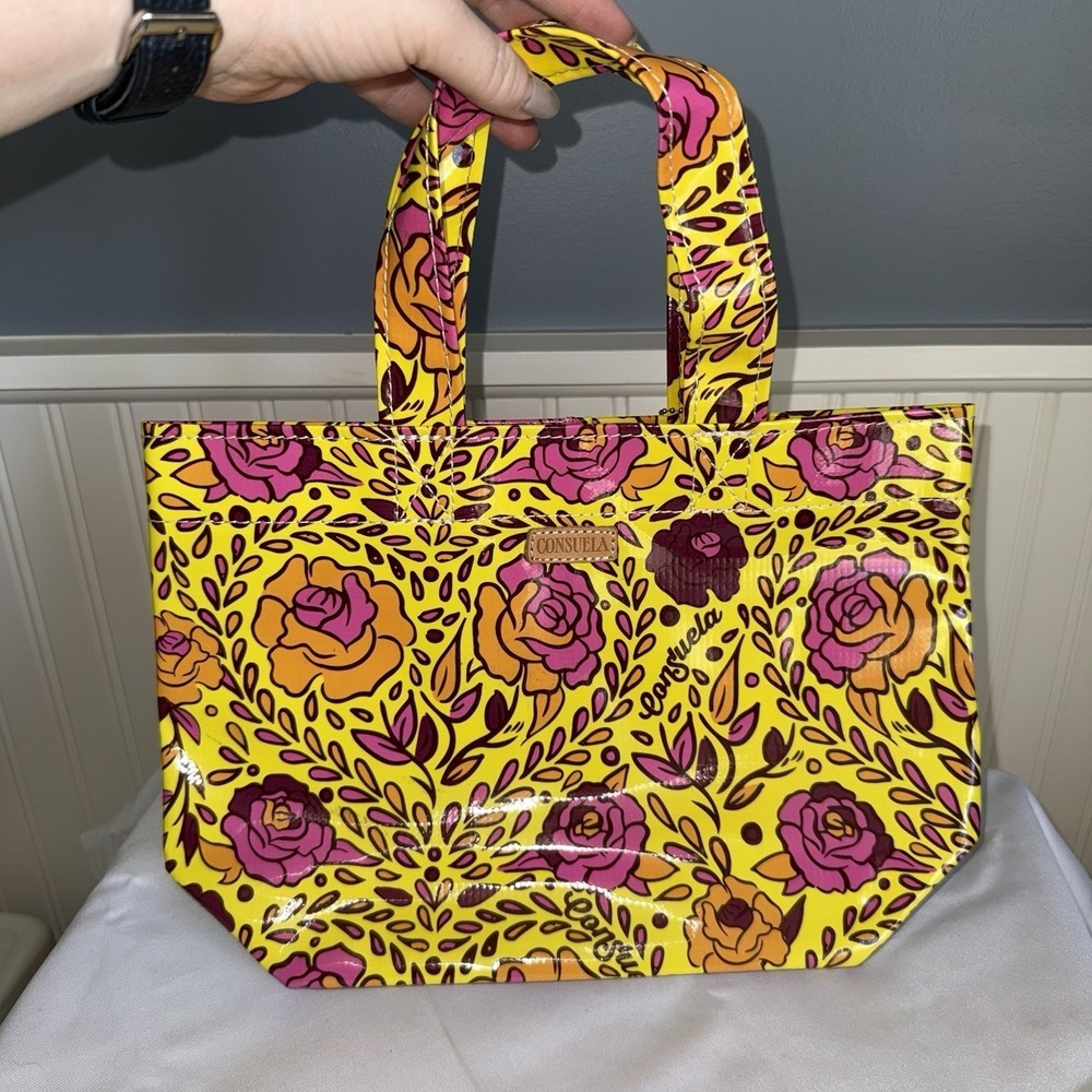 Consuela Millie Small Yellow Floral Grab 'n' Go 7660 Tote Hand Bag Purse